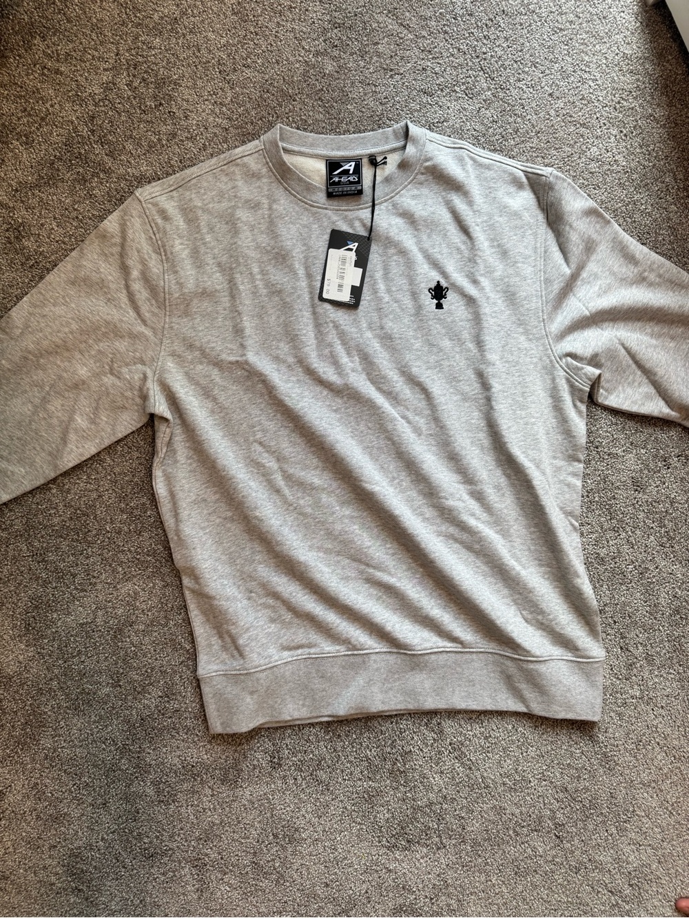 A.P.C. Light Gray Crewneck Sweater with Small Black Logo
